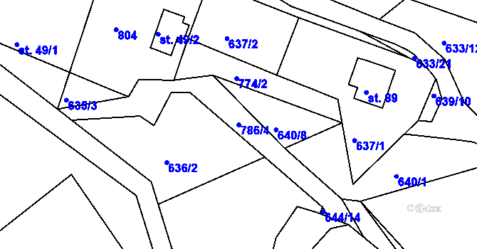 Parcela st. 786/4 v KÚ Staré Bříště, Katastrální mapa
