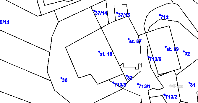 Parcela st. 18 v KÚ Staré Bříště, Katastrální mapa