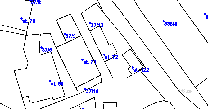 Parcela st. 72 v KÚ Staré Bříště, Katastrální mapa