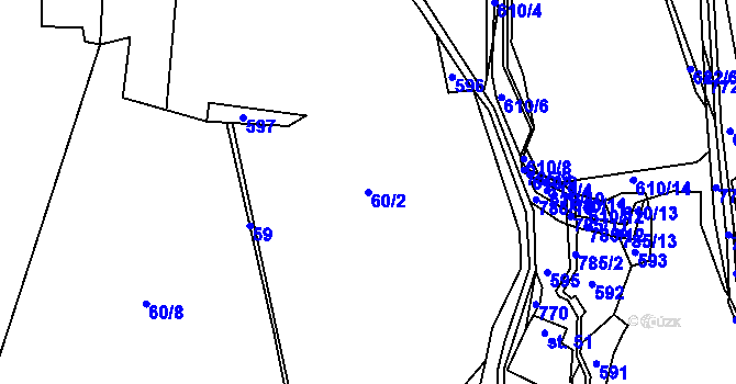 Parcela st. 60/2 v KÚ Staré Bříště, Katastrální mapa
