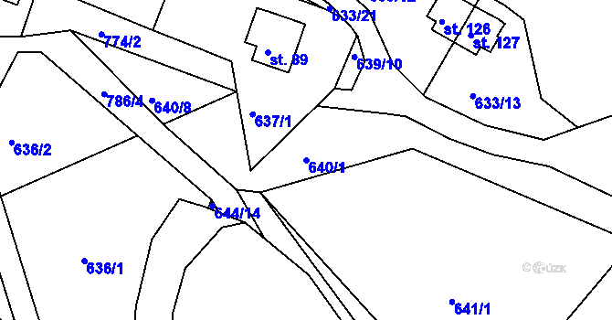 Parcela st. 640/1 v KÚ Staré Bříště, Katastrální mapa
