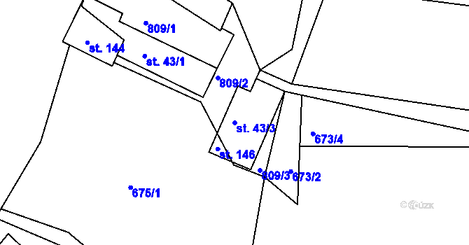 Parcela st. 43/3 v KÚ Staré Bříště, Katastrální mapa
