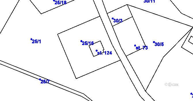 Parcela st. 124 v KÚ Staré Bříště, Katastrální mapa