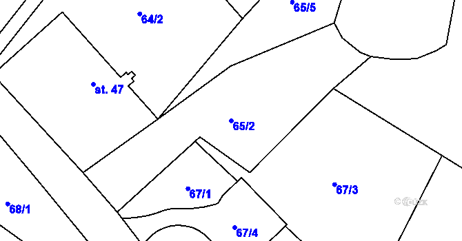 Parcela st. 65/2 v KÚ Dolní Staré Buky, Katastrální mapa