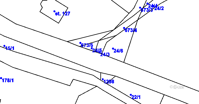 Parcela st. 24/3 v KÚ Dolní Staré Buky, Katastrální mapa