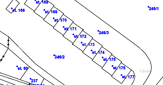 Parcela st. 173 v KÚ Horní Staré Buky, Katastrální mapa