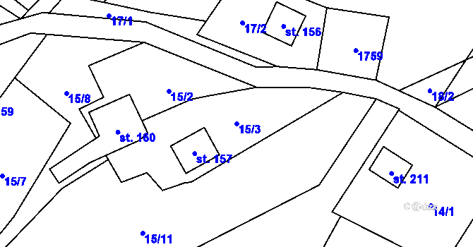 Parcela st. 15/3 v KÚ Horní Staré Buky, Katastrální mapa
