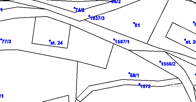 Parcela st. 77/1 v KÚ Horní Staré Buky, Katastrální mapa