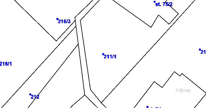 Parcela st. 211/1 v KÚ Horní Staré Buky, Katastrální mapa