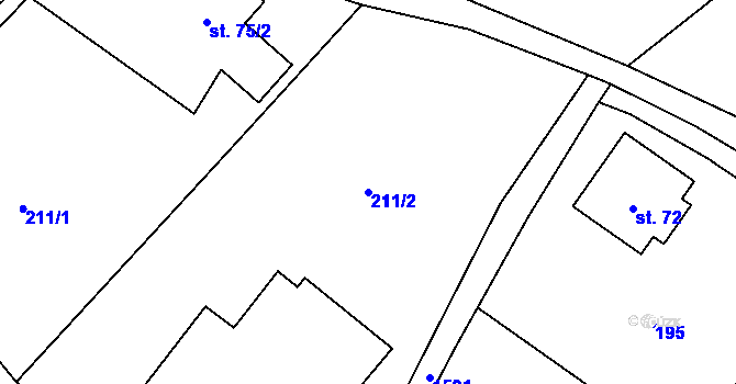 Parcela st. 211/2 v KÚ Horní Staré Buky, Katastrální mapa