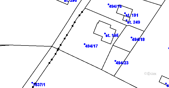 Parcela st. 494/17 v KÚ Horní Staré Buky, Katastrální mapa
