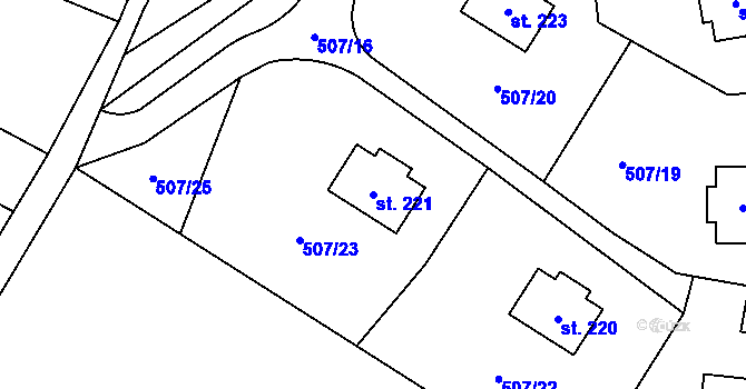 Parcela st. 221 v KÚ Horní Staré Buky, Katastrální mapa