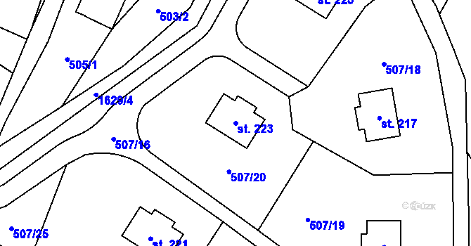 Parcela st. 223 v KÚ Horní Staré Buky, Katastrální mapa