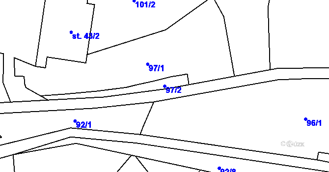 Parcela st. 97/2 v KÚ Horní Staré Buky, Katastrální mapa