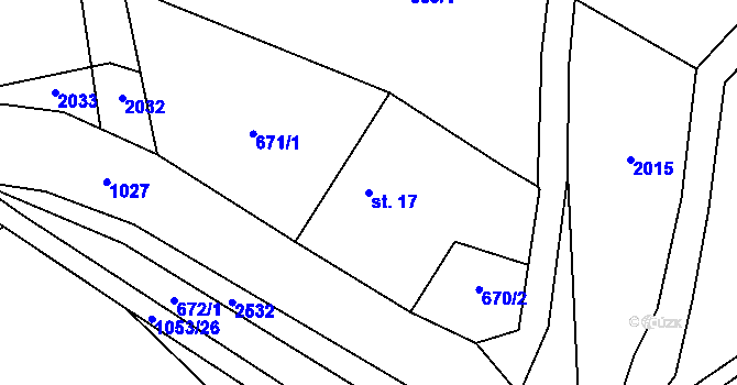 Parcela st. 17 v KÚ Prostřední Staré Buky, Katastrální mapa