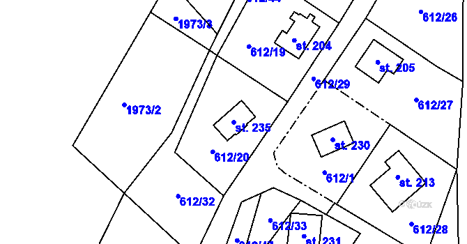 Parcela st. 235 v KÚ Prostřední Staré Buky, Katastrální mapa