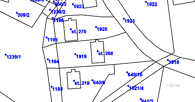 Parcela st. 268 v KÚ Prostřední Staré Buky, Katastrální mapa