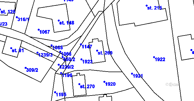 Parcela st. 269 v KÚ Prostřední Staré Buky, Katastrální mapa