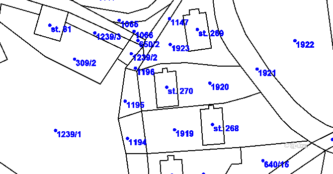 Parcela st. 270 v KÚ Prostřední Staré Buky, Katastrální mapa