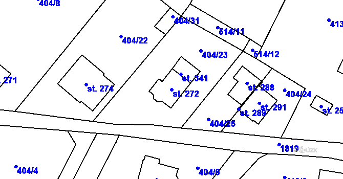 Parcela st. 272 v KÚ Prostřední Staré Buky, Katastrální mapa