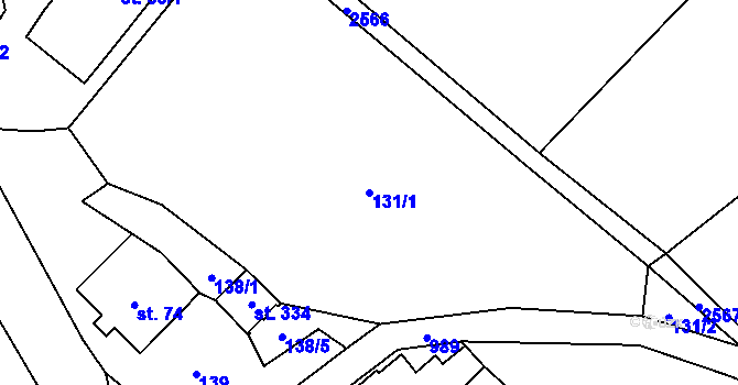 Parcela st. 131/1 v KÚ Prostřední Staré Buky, Katastrální mapa