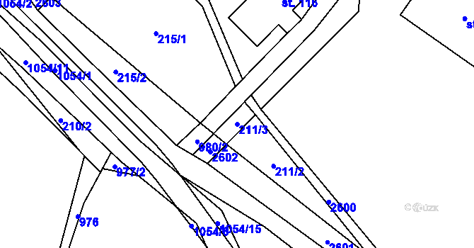 Parcela st. 211/3 v KÚ Prostřední Staré Buky, Katastrální mapa