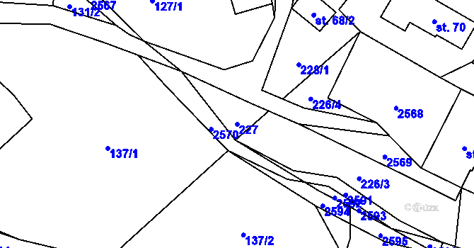 Parcela st. 227 v KÚ Prostřední Staré Buky, Katastrální mapa