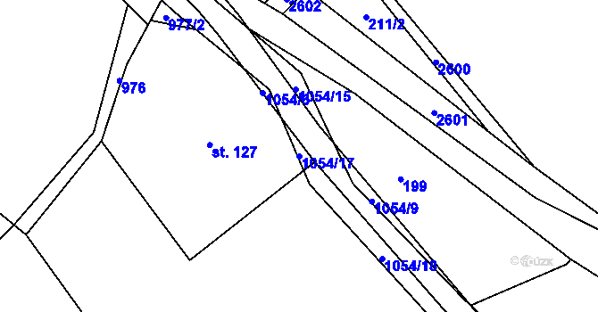 Parcela st. 1054/17 v KÚ Prostřední Staré Buky, Katastrální mapa