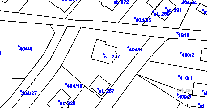 Parcela st. 277 v KÚ Prostřední Staré Buky, Katastrální mapa