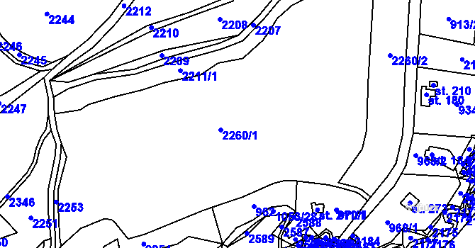 Parcela st. 2260 v KÚ Prostřední Staré Buky, Katastrální mapa