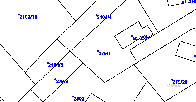 Parcela st. 279/7 v KÚ Prostřední Staré Buky, Katastrální mapa