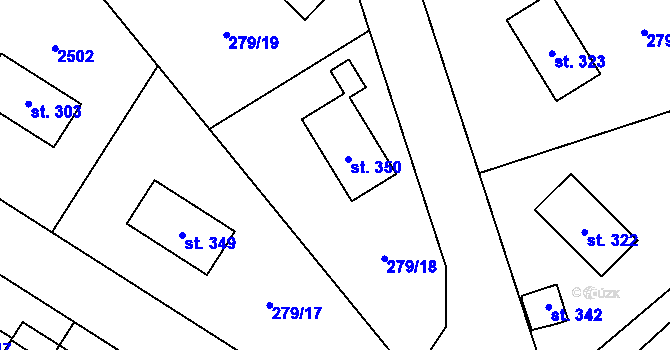 Parcela st. 279/18 v KÚ Prostřední Staré Buky, Katastrální mapa