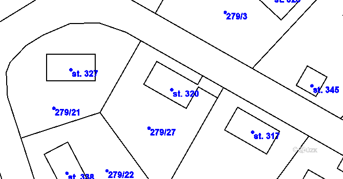 Parcela st. 320 v KÚ Prostřední Staré Buky, Katastrální mapa