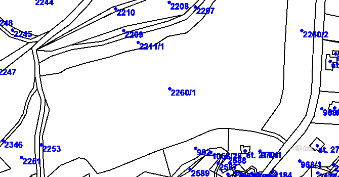 Parcela st. 2260/1 v KÚ Prostřední Staré Buky, Katastrální mapa
