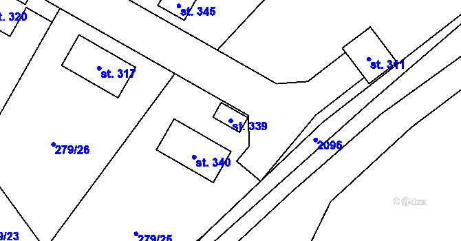 Parcela st. 339 v KÚ Prostřední Staré Buky, Katastrální mapa