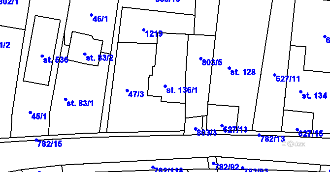 Parcela st. 136/1 v KÚ Staré Čívice, Katastrální mapa