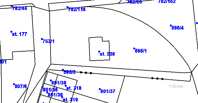 Parcela st. 238 v KÚ Staré Čívice, Katastrální mapa