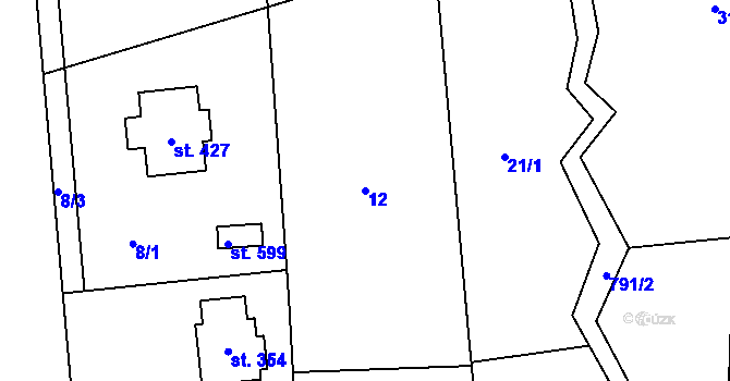 Parcela st. 12 v KÚ Staré Čívice, Katastrální mapa