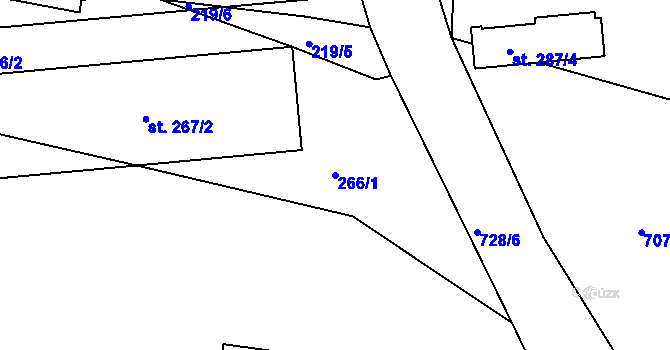 Parcela st. 266/1 v KÚ Staré Čívice, Katastrální mapa