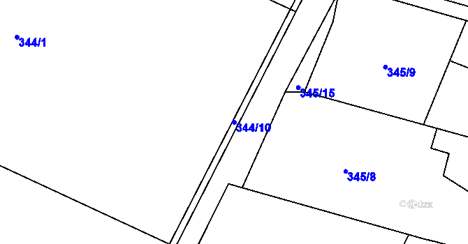 Parcela st. 344/10 v KÚ Staré Čívice, Katastrální mapa