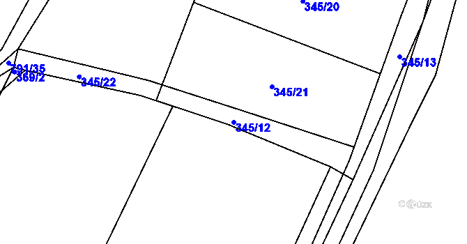 Parcela st. 345/12 v KÚ Staré Čívice, Katastrální mapa