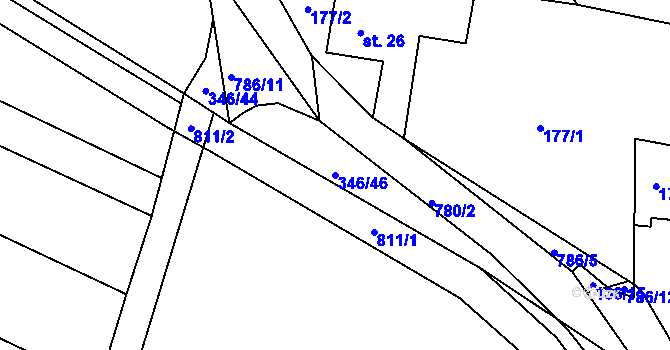 Parcela st. 346/46 v KÚ Staré Čívice, Katastrální mapa