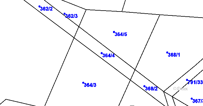 Parcela st. 364/4 v KÚ Staré Čívice, Katastrální mapa