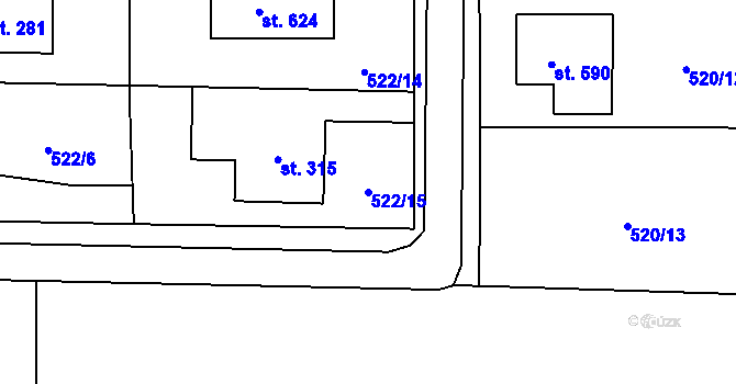 Parcela st. 522/15 v KÚ Staré Čívice, Katastrální mapa