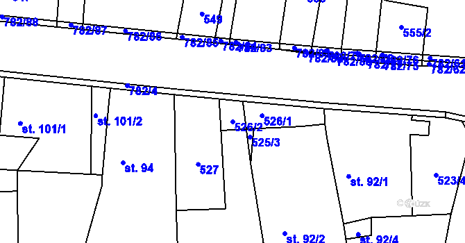 Parcela st. 526/2 v KÚ Staré Čívice, Katastrální mapa