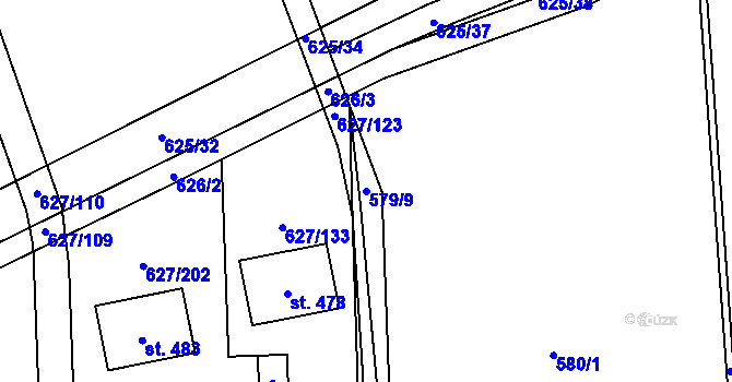 Parcela st. 579/9 v KÚ Staré Čívice, Katastrální mapa