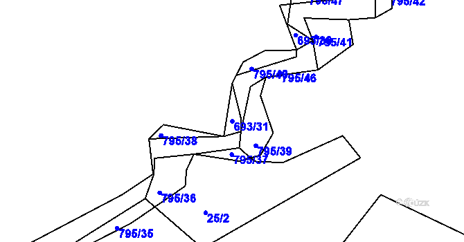 Parcela st. 693/31 v KÚ Staré Čívice, Katastrální mapa