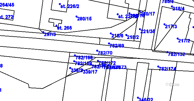 Parcela st. 782/70 v KÚ Staré Čívice, Katastrální mapa