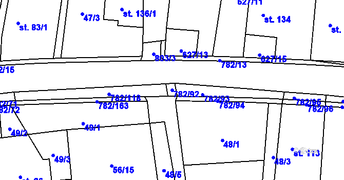 Parcela st. 782/92 v KÚ Staré Čívice, Katastrální mapa