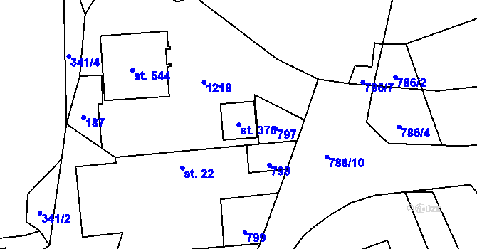Parcela st. 376 v KÚ Staré Čívice, Katastrální mapa